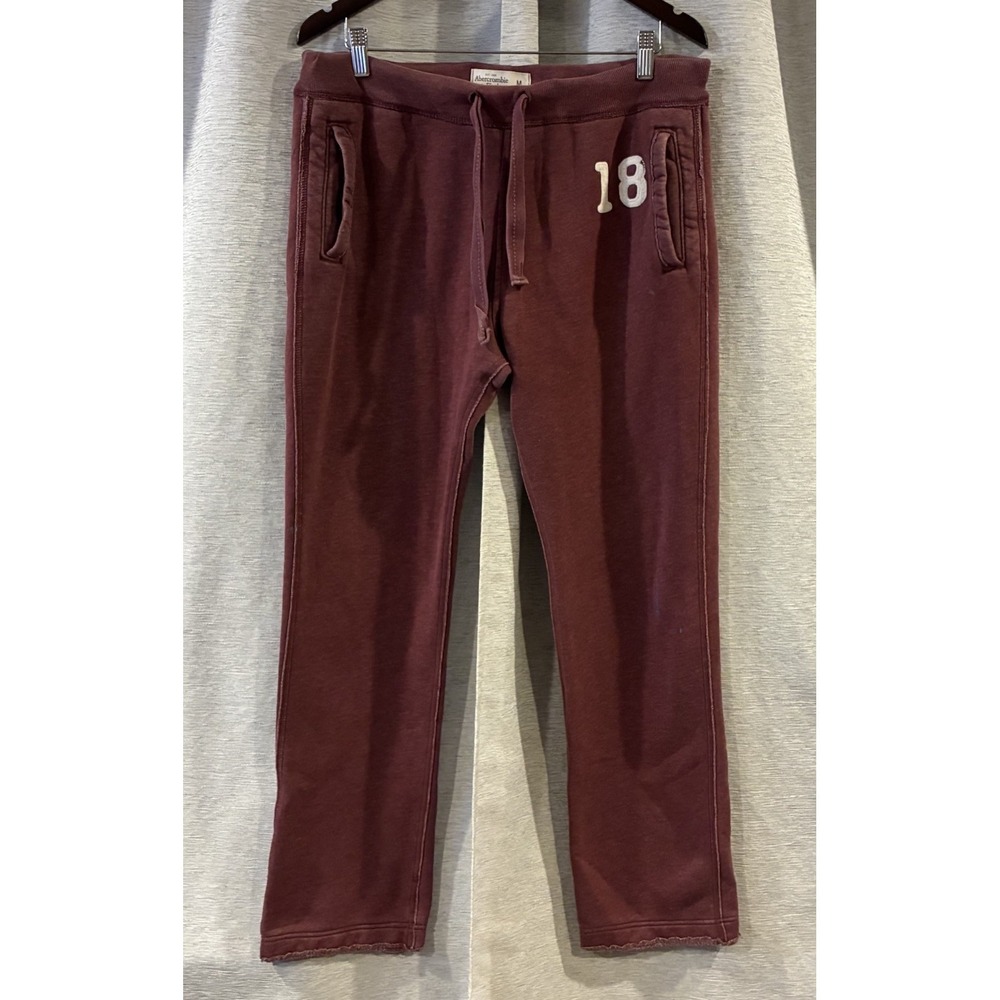 Vintage Abercrombie & Fitch Maroon Sweatpants men's Sz M Raw Hem Y2K